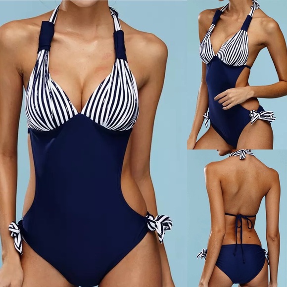 Other - Sexy Push Up One Piece Swimsuit Monokini Halter